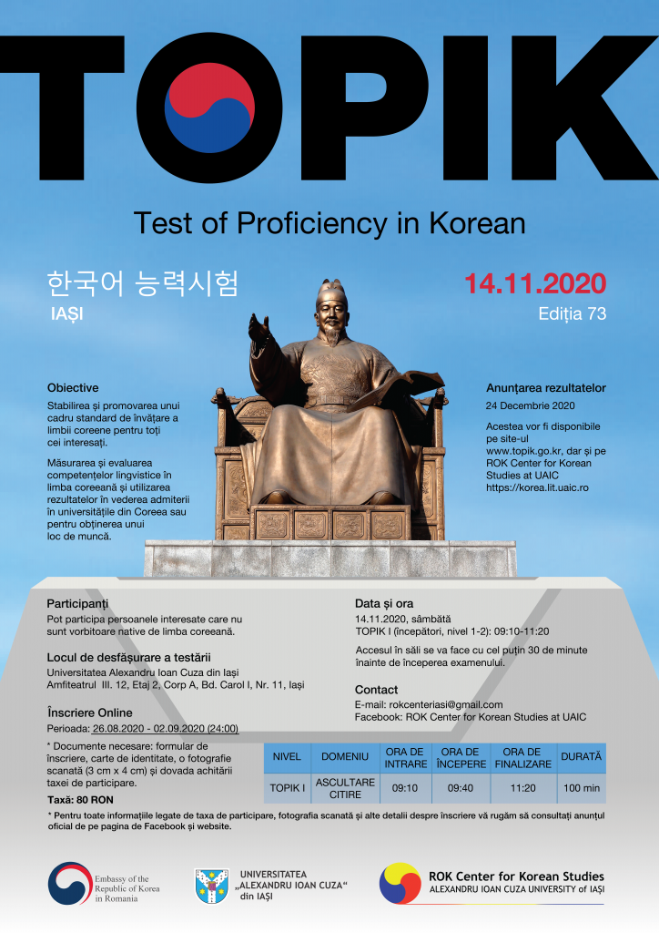 Topik Test Of Proficiency In Korean 73rd Edition In Iasi Rok Center For Korean Studies